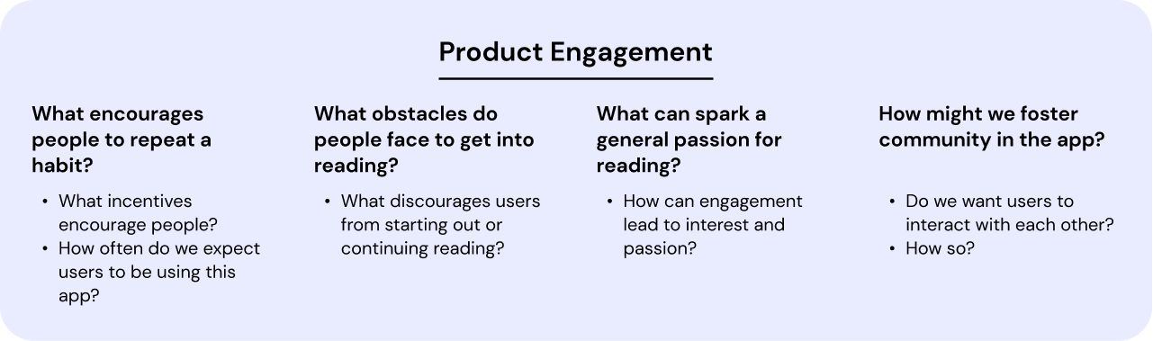 Questions about product engagement